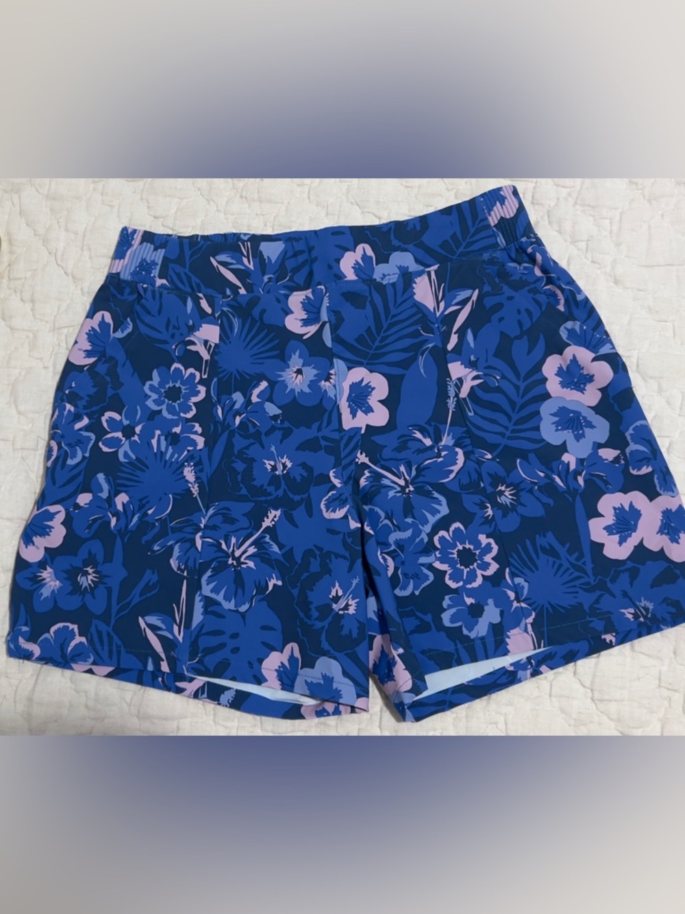 Columbia Blue & Pink Floral Athletic Shorts